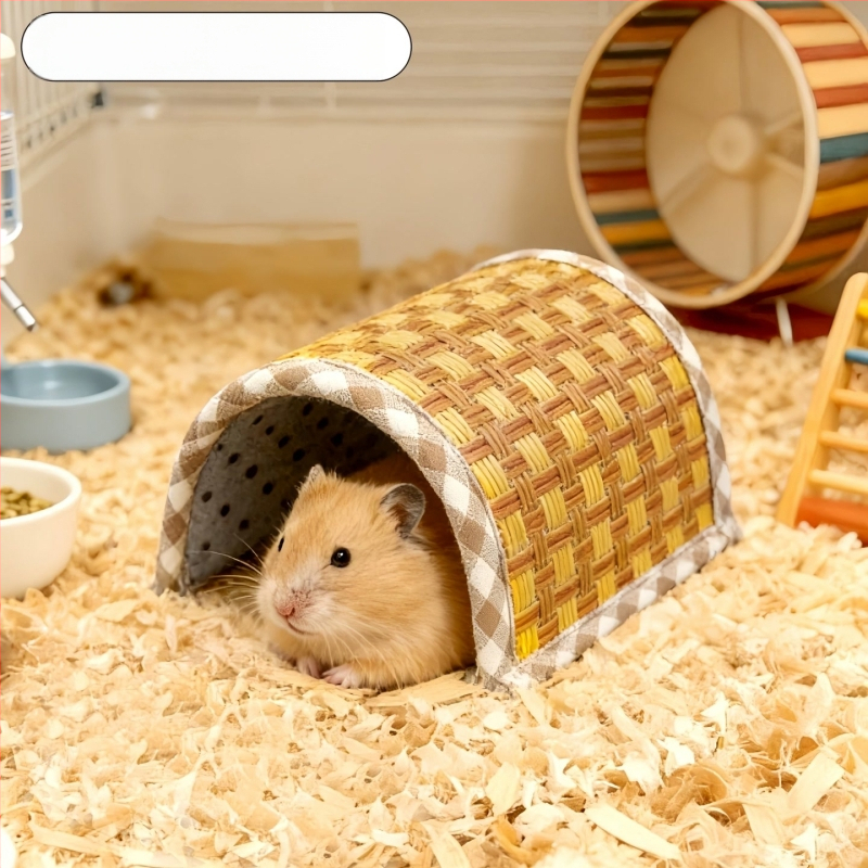 Cuib de vară pentru hamsteri și porcuși de Guineea, cu tunel răcoritor și covoraș din mătase rece