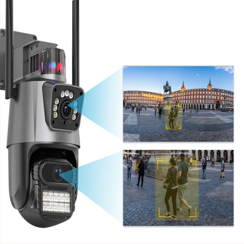 ICSEE Cameră ball wireless de exterior 6MP cu Wi-Fi, lentilă duală, PTZ, monitorizare, detecție de mișcare și de oameni