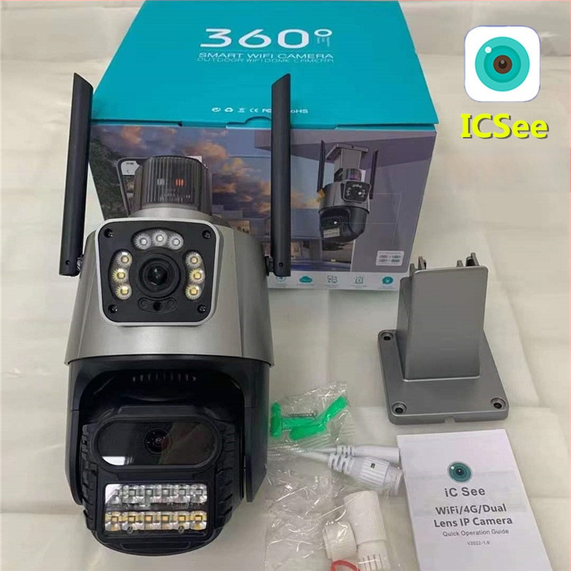 ICSEE Cameră ball wireless de exterior 6MP cu Wi-Fi, lentilă duală, PTZ, monitorizare, detecție de mișcare și de oameni
