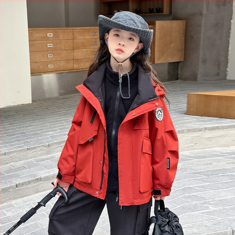 Jachetă de vânt pentru fete, 3-in-1 toamnă-iarnă, stil casual modern
