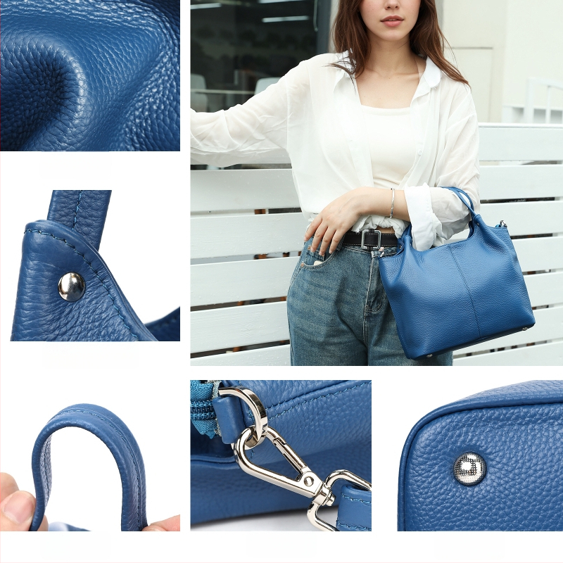 Geantă Tote din piele naturală, cu capacitate mare, buzunare multiple, curea de umăr și crossbody