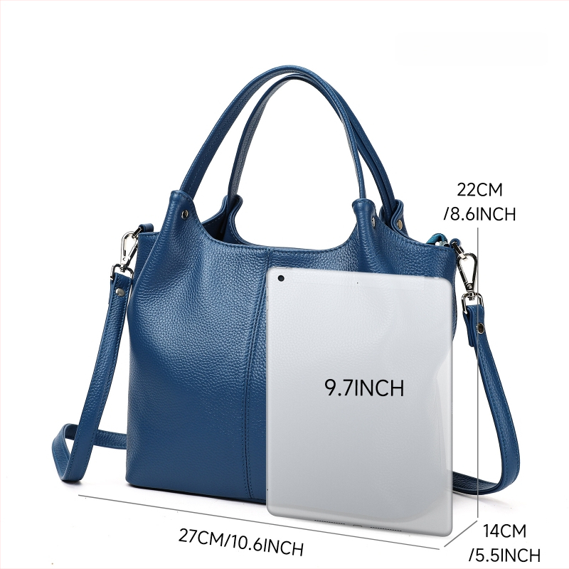 Geantă Tote din piele naturală, cu capacitate mare, buzunare multiple, curea de umăr și crossbody