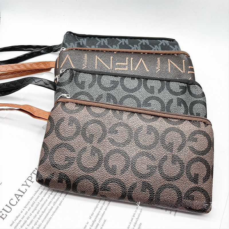 Geantă de telefon din PU, cu curea de mână, portofel cu fermoar pentru monede, clutch feminin cu model geometric