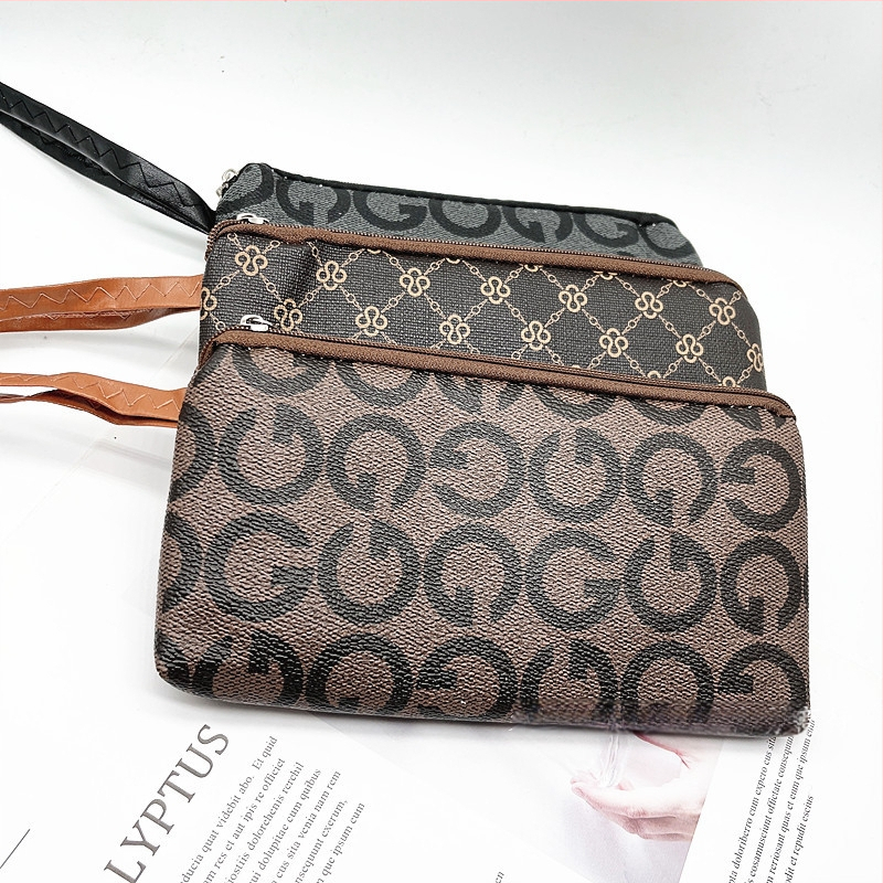 Geantă de telefon din PU, cu curea de mână, portofel cu fermoar pentru monede, clutch feminin cu model geometric