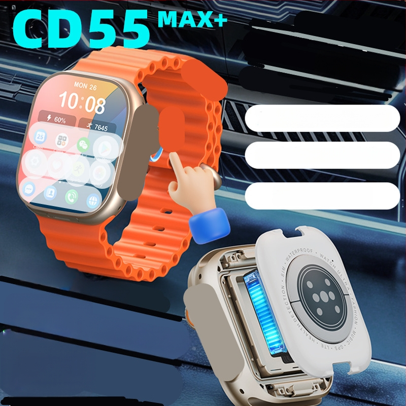 Ceas inteligent W527 cu slot pentru card, ecran AMOLED HD, cod Morse, baterii duale și baterie înlocuibilă