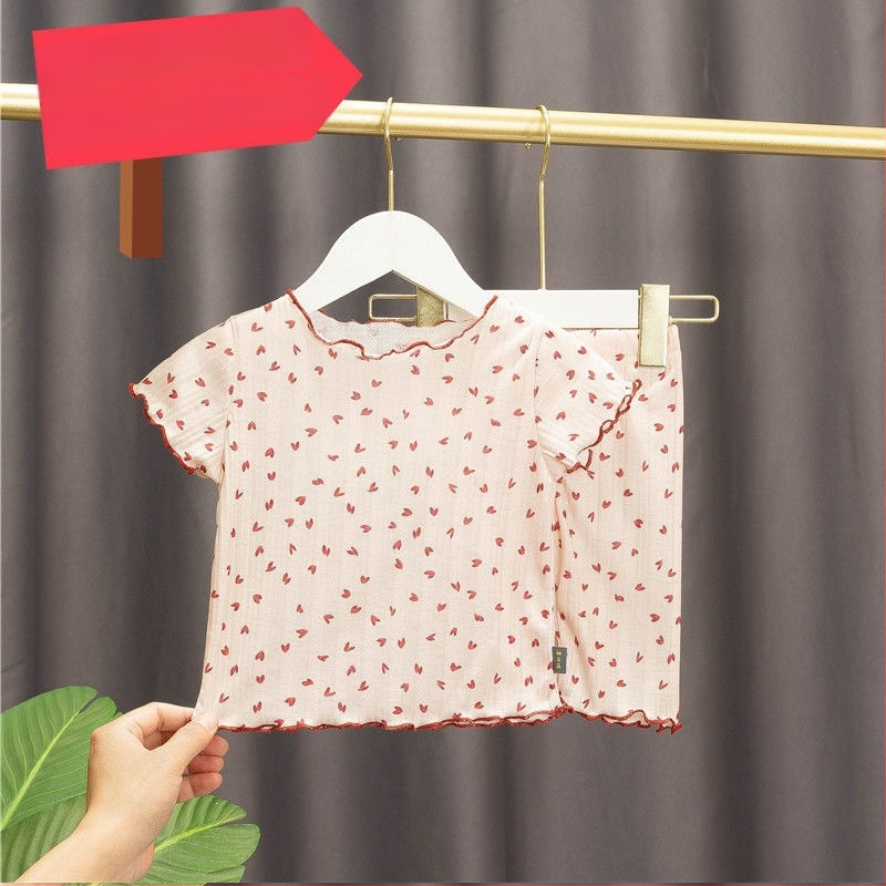 Set de vară pentru acasă pentru fetițe, două piese, în patru culori, lejer și confortabil, material cu absorbție a umezelii