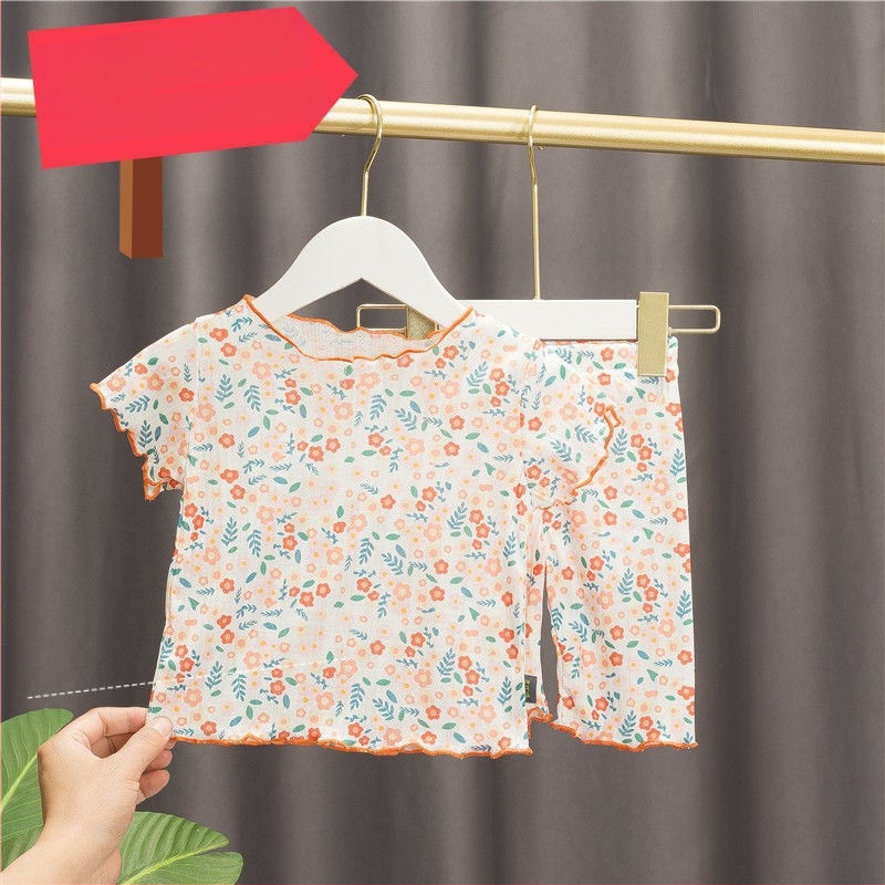 Set de vară pentru acasă pentru fetițe, două piese, în patru culori, lejer și confortabil, material cu absorbție a umezelii