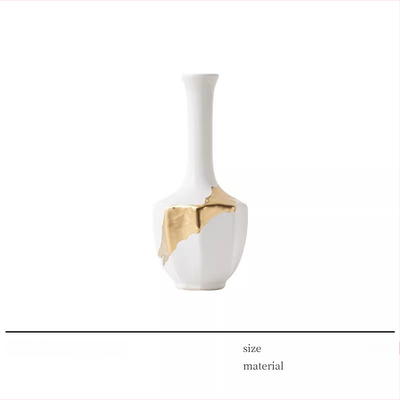 Vază ceramică în stil Zen, cu aspect auriu, pentru aranjamente florale, decor vintage pentru living și ceainărie