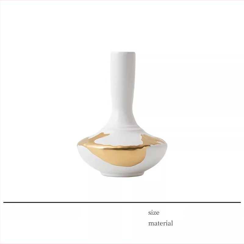Vază ceramică în stil Zen, cu aspect auriu, pentru aranjamente florale, decor vintage pentru living și ceainărie