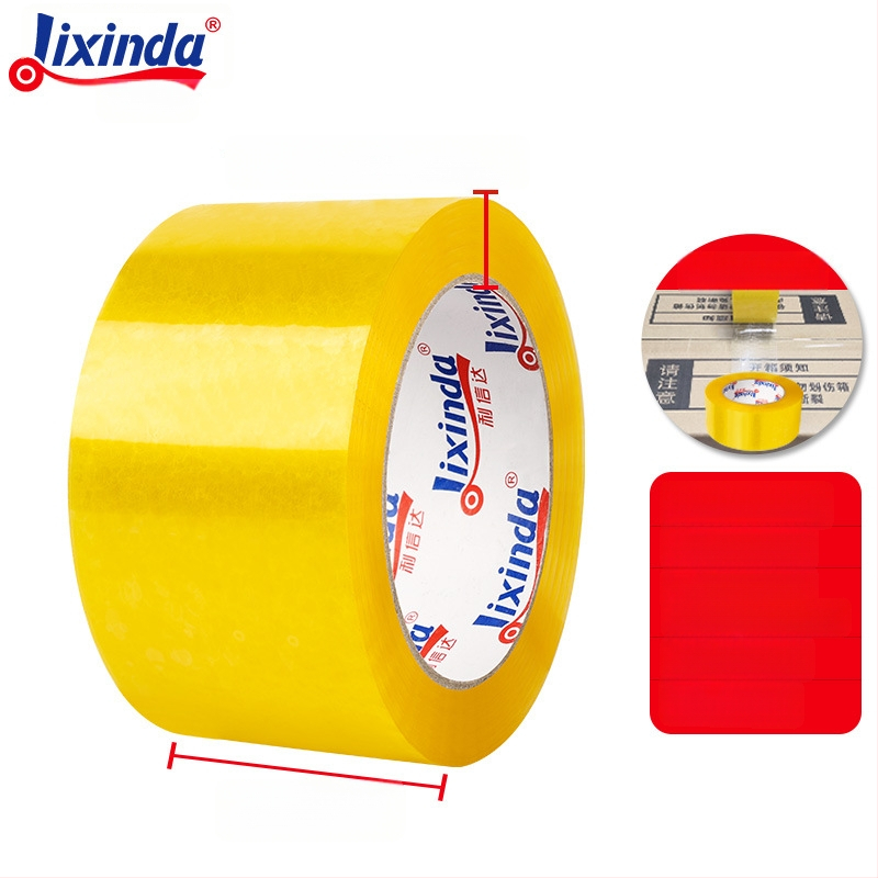 Bandă de ambalare transparentă, lățime 60 mm, galbenă, pentru uz industrial