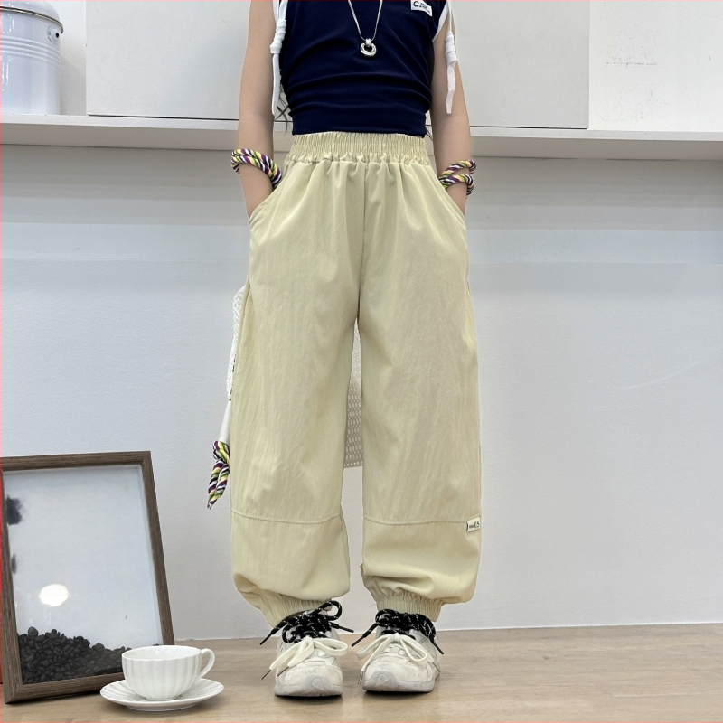Pantaloni de vară antițânțari pentru copii, uscare rapidă, subțiri, stil coreean, patchwork respirabil, jogger cu manșete pentru copii