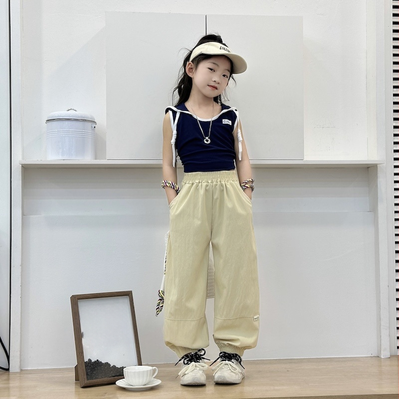 Pantaloni de vară antițânțari pentru copii, uscare rapidă, subțiri, stil coreean, patchwork respirabil, jogger cu manșete pentru copii