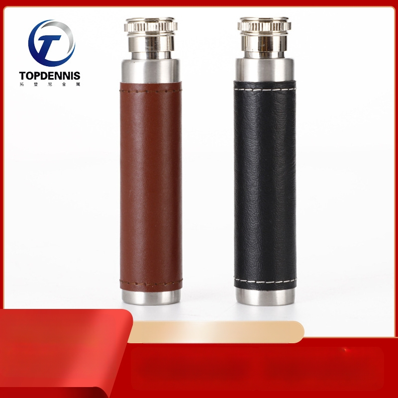 Flask din oțel inoxidabil cu husă din piele, 30 ml, fund rotund, recipient portabil pentru vin, stil european-american