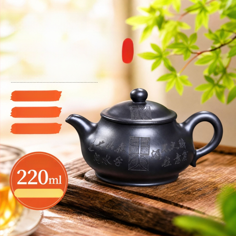 Ceainic Yixing Huangpan din lut purpuriu — lucrat manual, pentru uz casnic și cadouri corporative