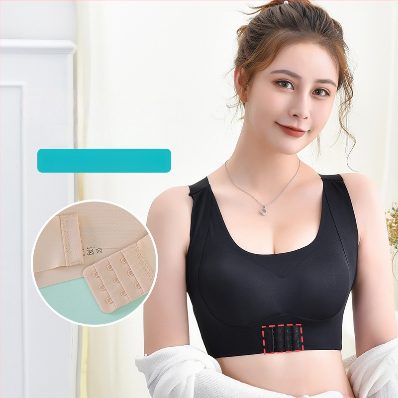 Sutien fără cusături cu spate, design 2 în 1, cupe modelate 3/4, material Ice Silk