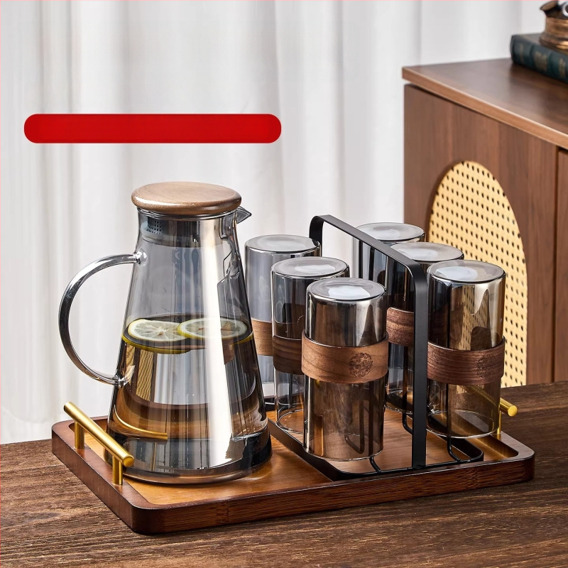 Carafă din sticlă borosilicat de înaltă rezistență pentru apă rece, capacitate mare, pentru uz casnic, ceainic pentru fierberea apei și infuzarea ceaiului