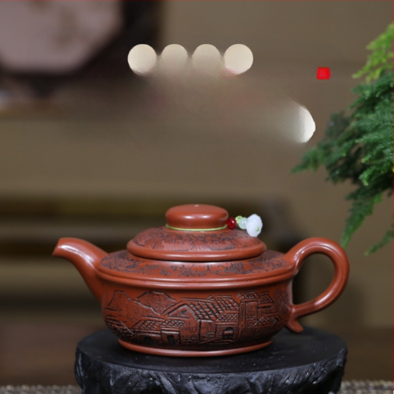 Ceainic Yixing din argilă mov Dragon Blood Sand – set cadou clasic pentru ceai