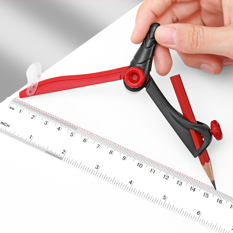 Compas din plastic pentru examene, instrument de desenare a cercurilor cu creion 2B, esențial pentru elevi