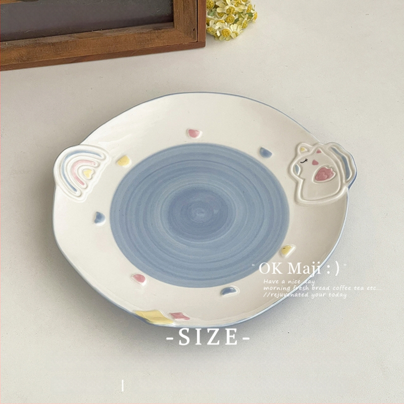 Set de farfurii ceramice drăguțe pentru copii — farfurii de mic dejun și desert cu desene animate