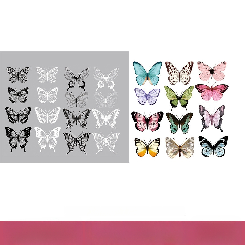 Buchet 3D colorat din PVC cu fluturi, accesorii decorative pentru ambalaj, fundal pentru selfie și transmisiuni în direct