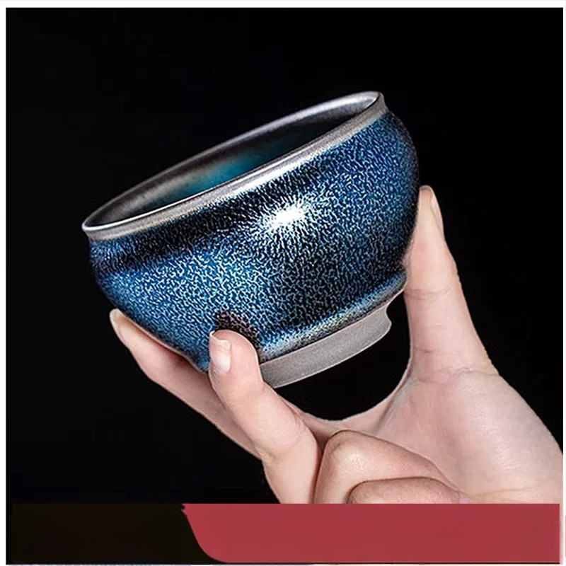 Ceașcă Jianzhan Blue Kirin General — ceramică minimalistă, pentru o singură porție, cadou gata de oferit.