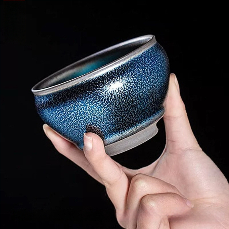 Ceașcă Jianzhan Blue Kirin General — ceramică minimalistă, pentru o singură porție, cadou gata de oferit.