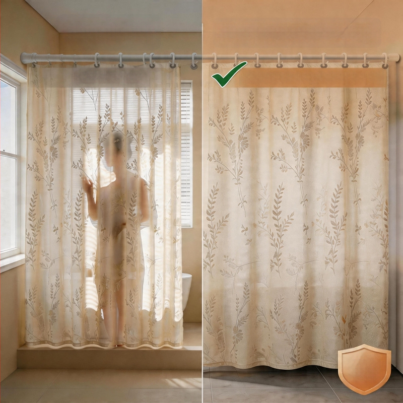 Cortină de duș din poliester, stil crem francez, model decupat, impermeabilă, rezistentă la mucegai, opacă, blocând lumina, pentru hoteluri și băi
