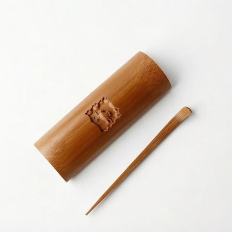 Set de ustensile pentru ceai din bambus – 3 piese: ac pentru ceai, bețișor de ceai și clips pentru ceai; set ceremonial de ceai; set de ceai din bambus „Șase Domni”