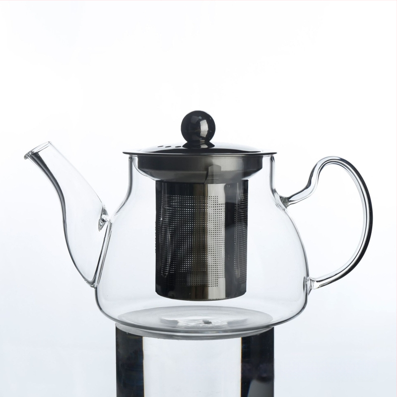 Ceainic de sticlă cu filtru – sticlă borosilicat rezistentă la temperaturi, oțel inoxidabil, capacitate mică, pentru ceai cu flori, pentru uz casnic