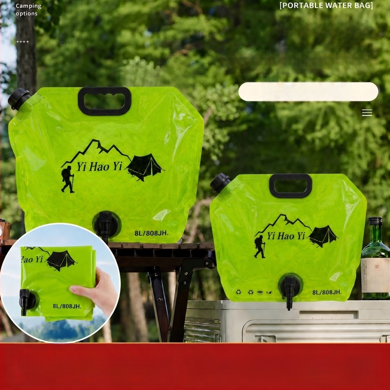 Geantă de apă pentru exterior, 8L, pliabilă și ușoară, cu robinet, pentru apă potabilă, sucuri și băuturi – recipient portabil pentru camping