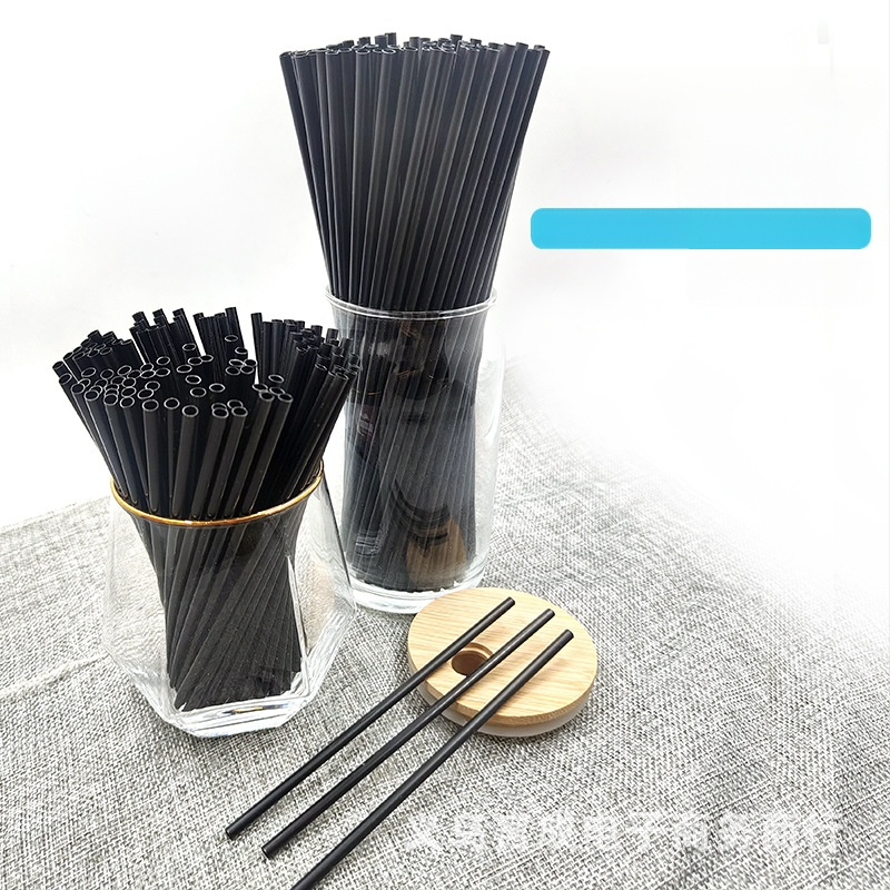 500 de paie de unică folosință din PP, negre, diametru 4 mm, pentru cocktailuri și sifon