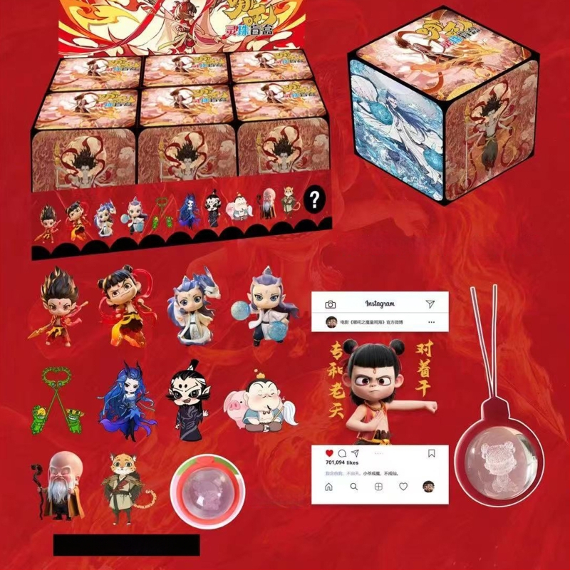 Nezha II: Copilul magic – Cutie surpriză cu gemă marină, a doua ediție, desen animat creativ Ao Bing Shen Gong Bao Ao Run set cadou