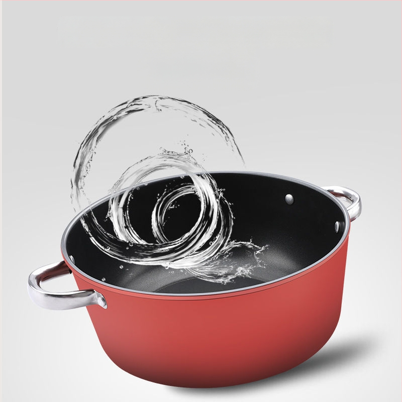 Oală de supă cu două mânere din piatră Maifan, vas de gătit multifuncțional cu abur, oală groasă antiaderentă pentru gătit la foc domol și supe, cu capac