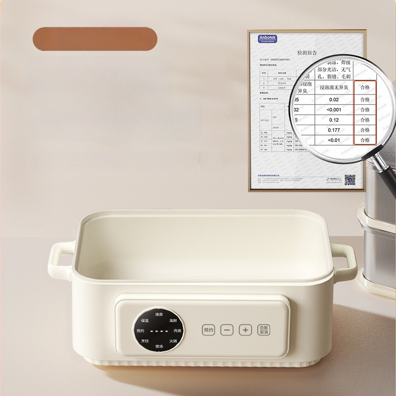 Vaporizator electric din oțel inoxidabil, design cu trei niveluri, capacitate mare peste 10 L, oală multifuncțională pentru aburire, fierbere, braising, tocană, hot pot și prăjire, vas interior din oțel inoxidabil 304, control tactil, 220V, 1500W