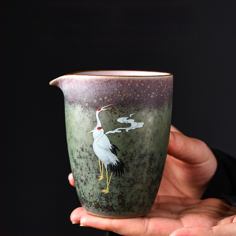 Ceșuță Gongdao ceramică, glazură de cuptor pentru ceai Gongfu, design creativ cu divizor de ceai