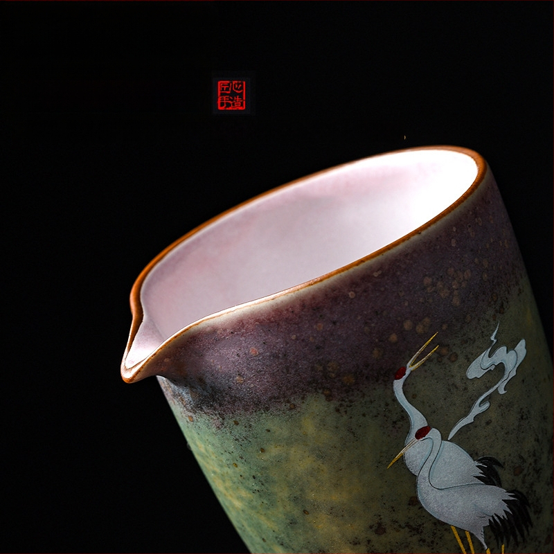 Ceșuță Gongdao ceramică, glazură de cuptor pentru ceai Gongfu, design creativ cu divizor de ceai
