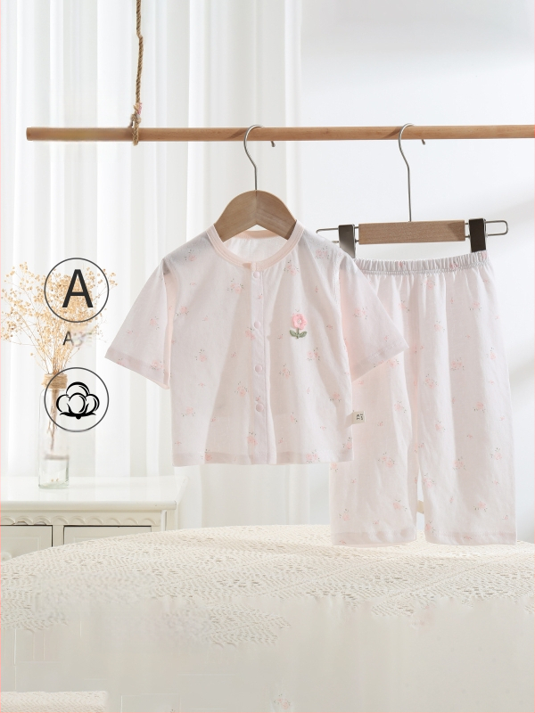 Set de vară pentru copii din bumbac 100%, două piese, unisex, cardigan subțire și pijama, Clasa A
