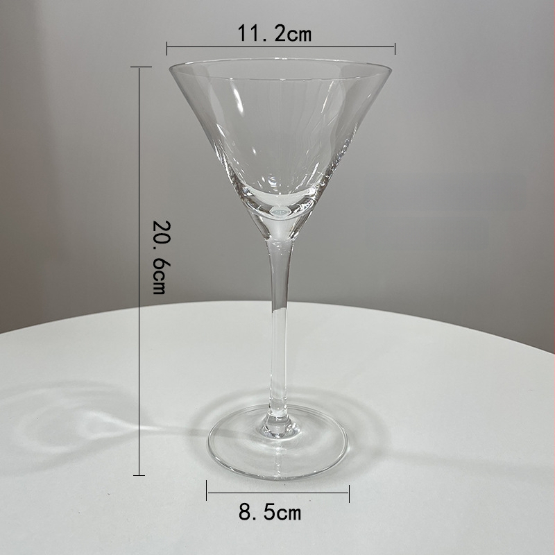 Pahar martini din cristal, pahar cocktail cu picior, transparent, formă triunghiulară cu design în formă de fluture pentru șampanie, 201–300 ml