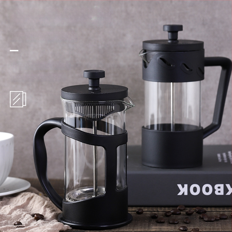 Yi Xing Ceainic din borosilicat rezistent la căldură cu capac înalt și presă din oțel inoxidabil stil French press pentru cafea