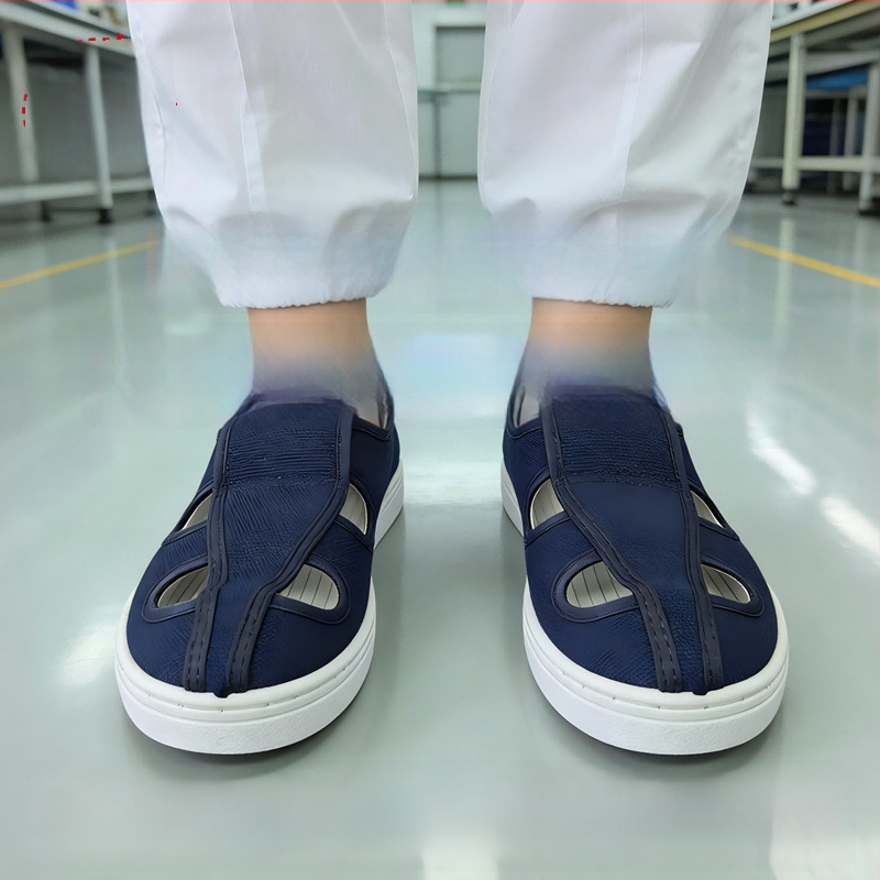 Pantofi antipstatic cu patru orificii, talpă PVC, respirabili, fără miros pentru spații curate în industriile alimentară și farmaceutică