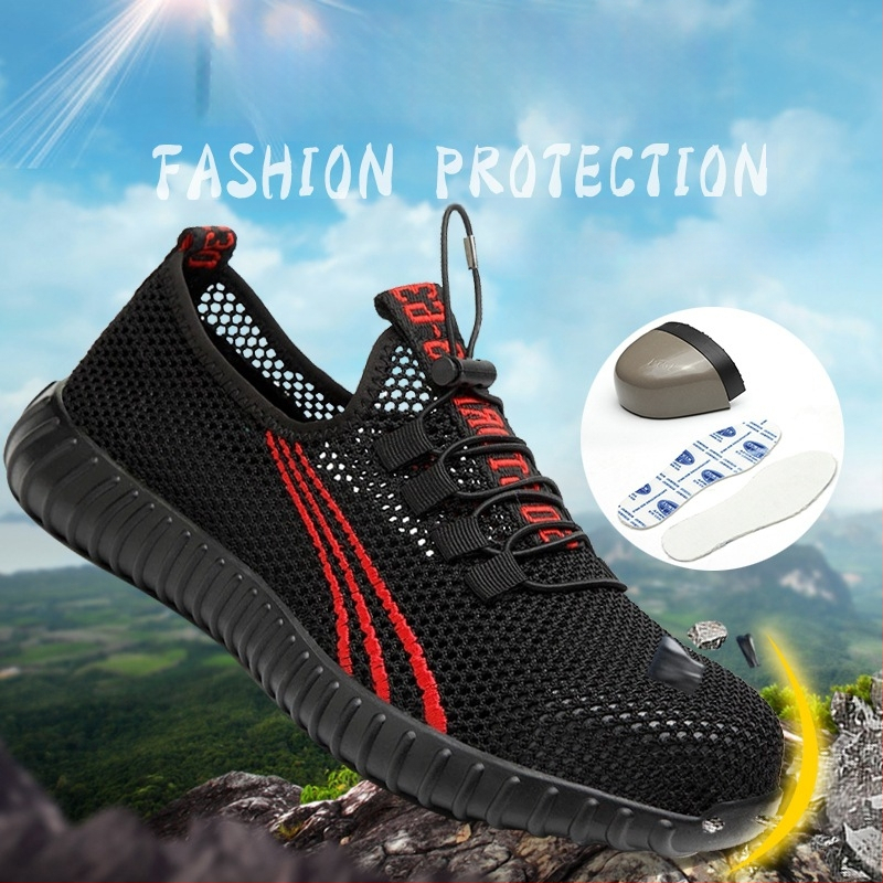 Pantofi de protecție de vară, cu plasă respirabilă și vârf din oțel, pentru muncă în șantier, stil casual