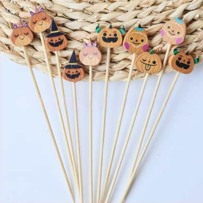Halloween Pumpkin Party – frigărui de bambus pentru fructe, deserturi și cocktailuri