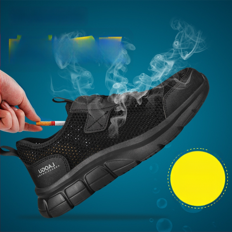 Pantofi de protecție de vară ușori, anti-șoc și anti-perforație, izolați, respirați, partea superioară din plasă Fly Knit
