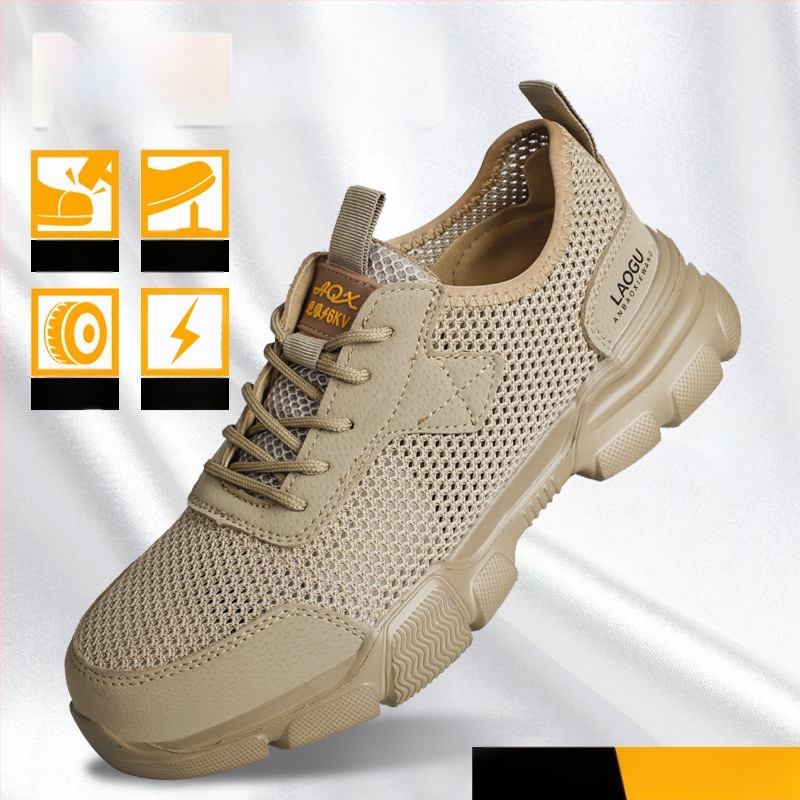 Pantofi de protecție de vară ușori, anti-șoc și anti-perforație, izolați, respirați, partea superioară din plasă Fly Knit