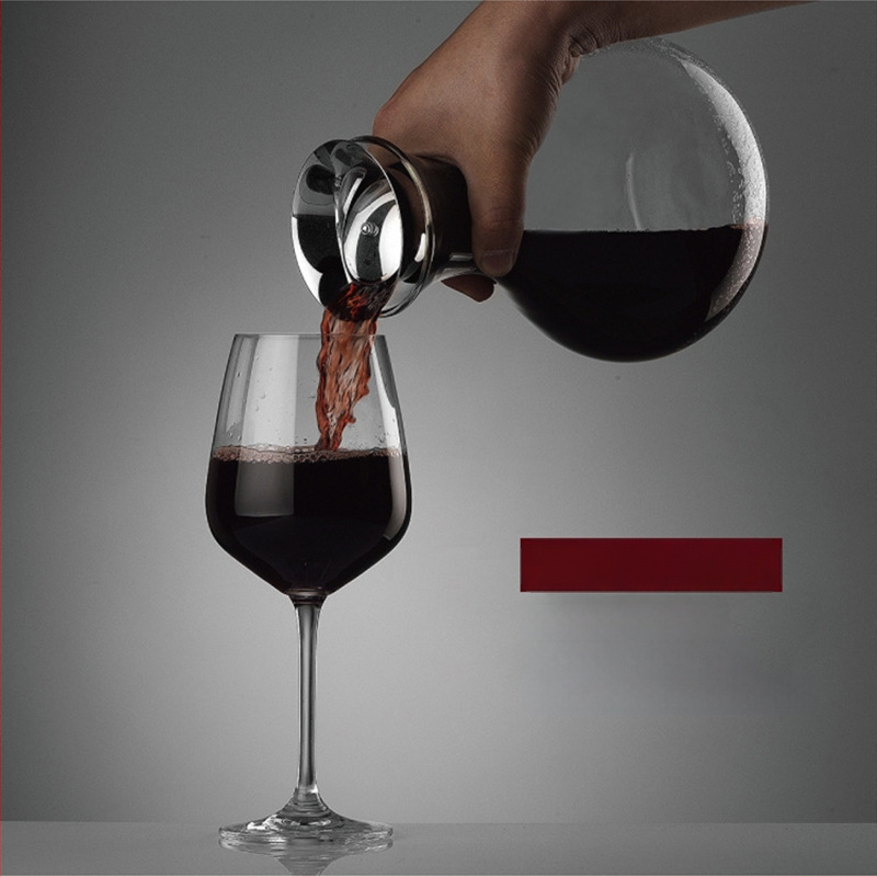 Decantor din sticlă borosilicată, suflat manual, rezistent la căldură, pentru vin și suc