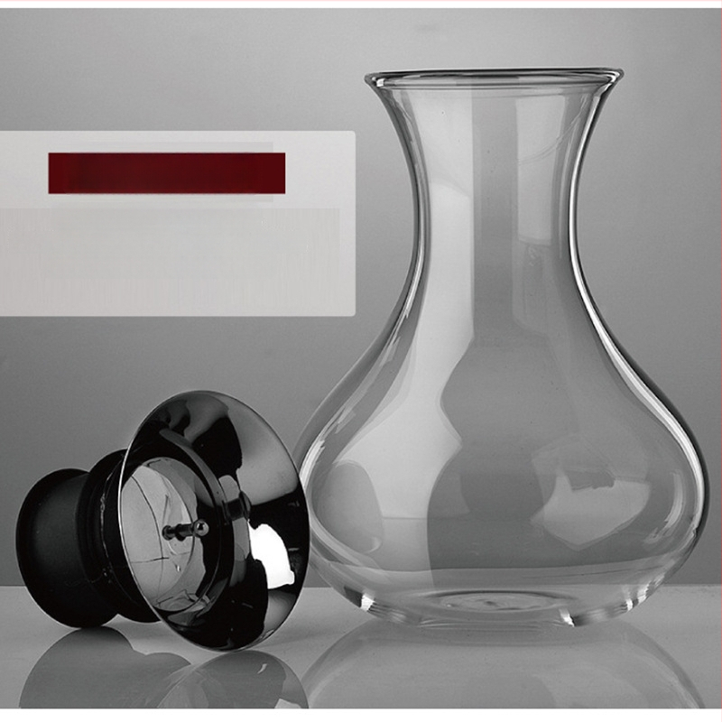 Decantor din sticlă borosilicată, suflat manual, rezistent la căldură, pentru vin și suc