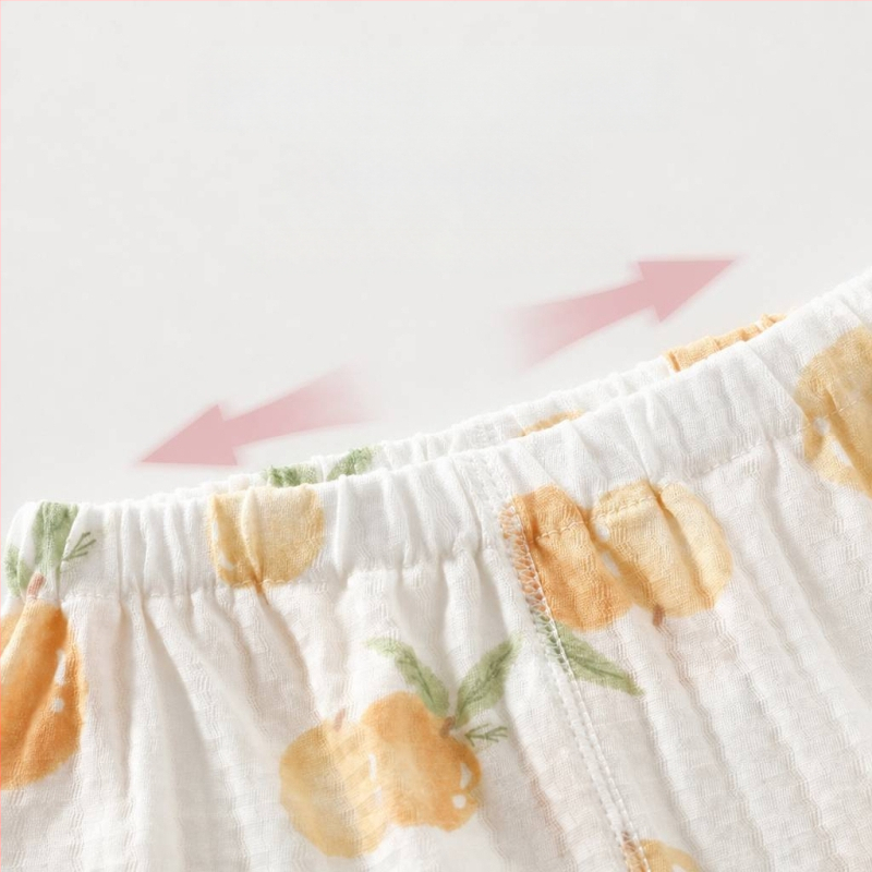 Set de vară pentru bebeluți din bumbac voal: două piese, tricou cu mânecă scurtă și pantaloni scurți, pijama