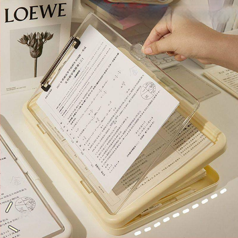 Cutie transparentă pentru documente pentru elevi, dosare cu două compartimente, tablă de birou pentru scris și organizator pentru lucrări de teste