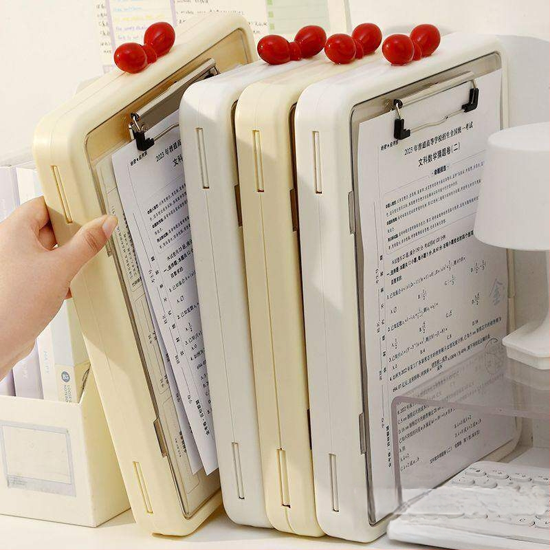 Cutie transparentă pentru documente pentru elevi, dosare cu două compartimente, tablă de birou pentru scris și organizator pentru lucrări de teste
