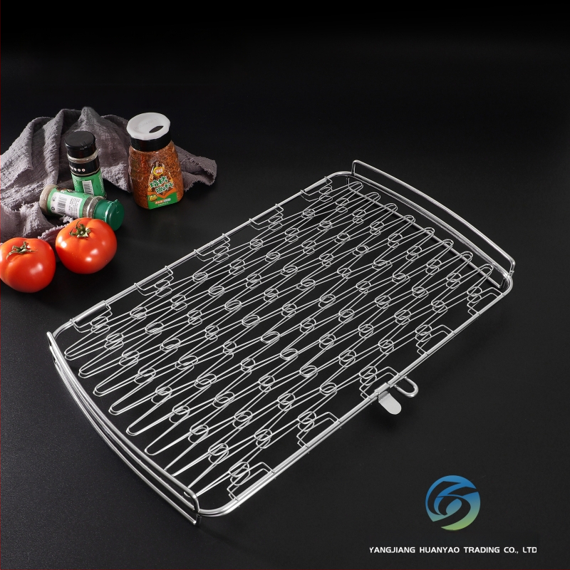 Clește pentru grătar din oțel inoxidabil, multifuncțional cu plasă densă pentru carne și legume, instrument BBQ și frigărui